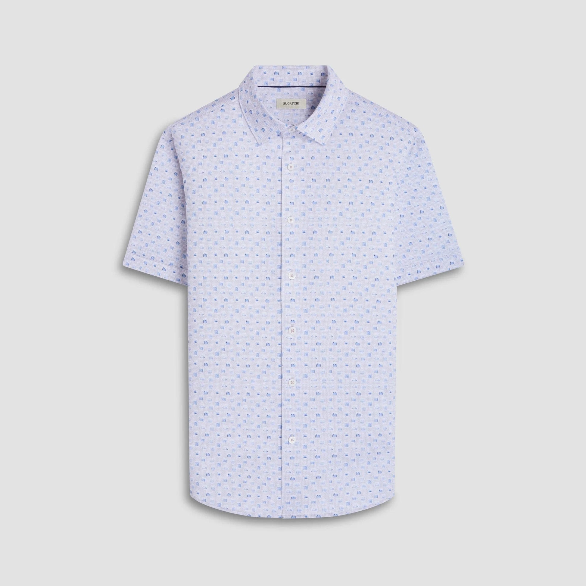 Bugatchi Sport Shirts Miles Whiskey OoohCotton® Short-Sleeve Shirt - Sand