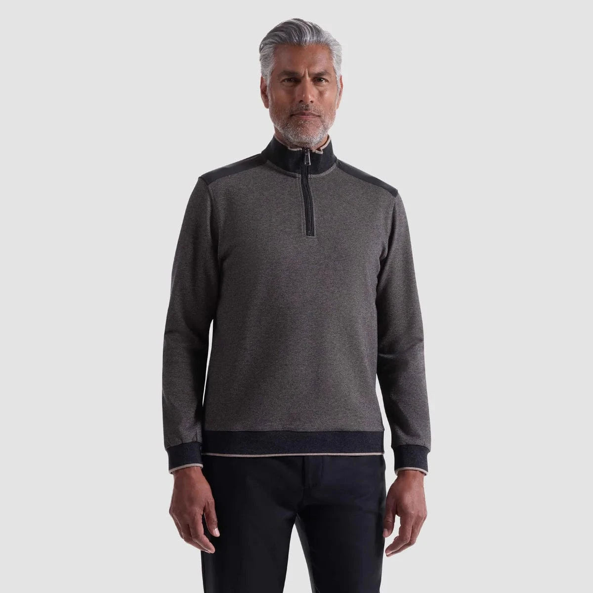 Bugatchi Sweaters 279 / S Diagonal Stripe Melange Quarter Zip