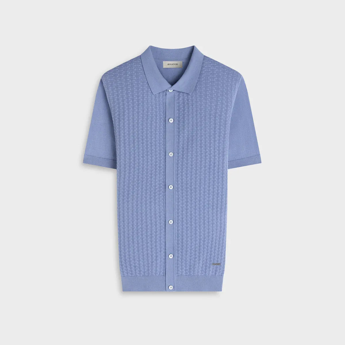 Bugatchi Sweaters Basketweave Button-Front Short-Sleeve Sweater