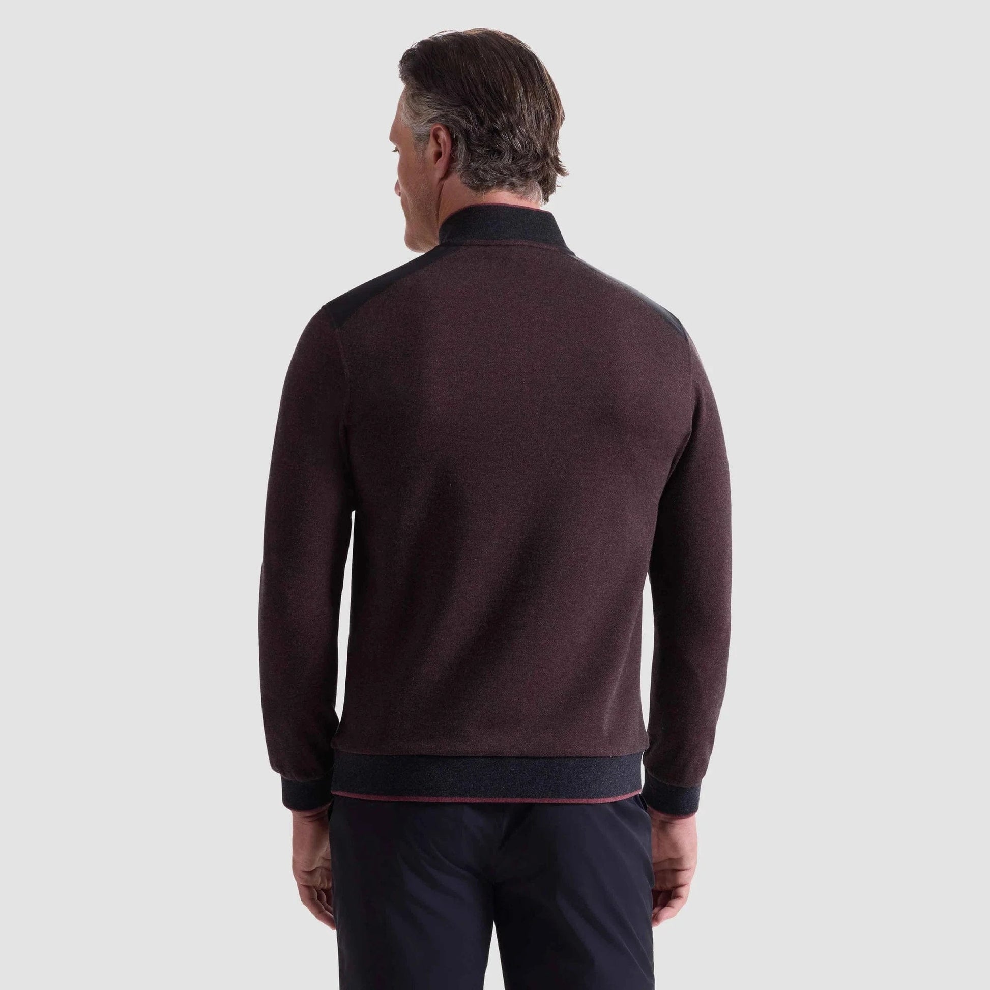 Bugatchi Sweaters Diagonal Stripe Melange Quarter Zip