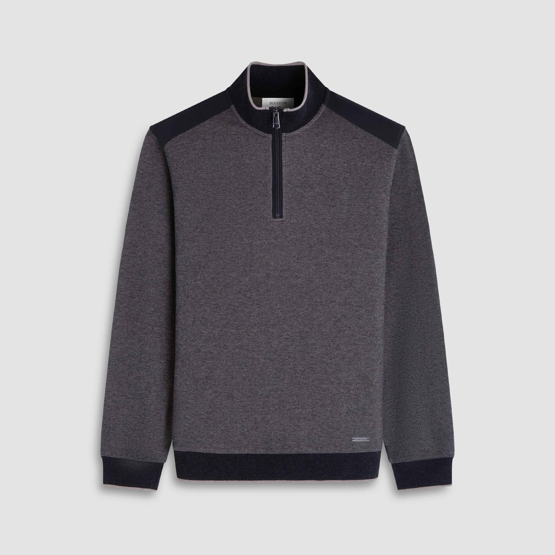 Bugatchi Sweaters Diagonal Stripe Melange Quarter Zip