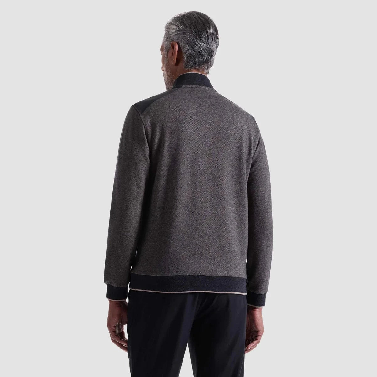 Bugatchi Sweaters Diagonal Stripe Melange Quarter Zip