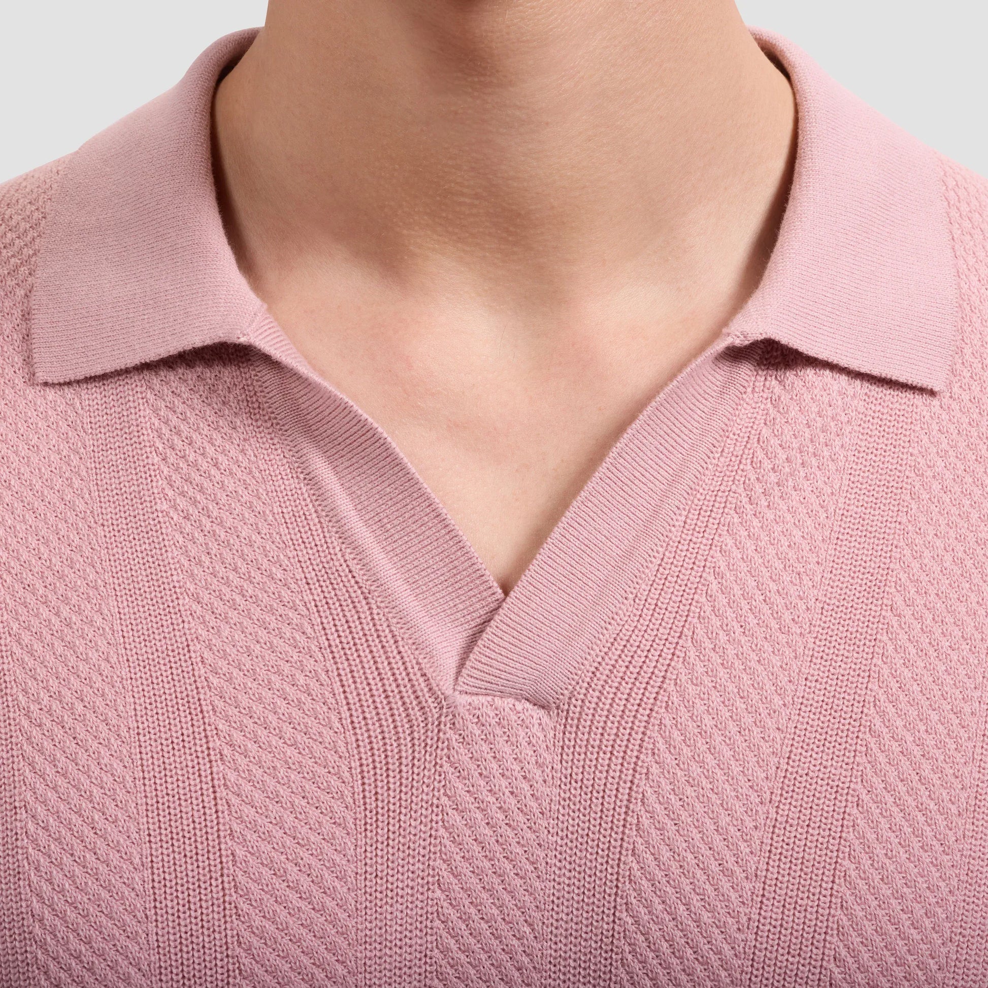 Bugatchi Sweaters Johnny Collar Short-Sleeve Sweater in Dusty Pink