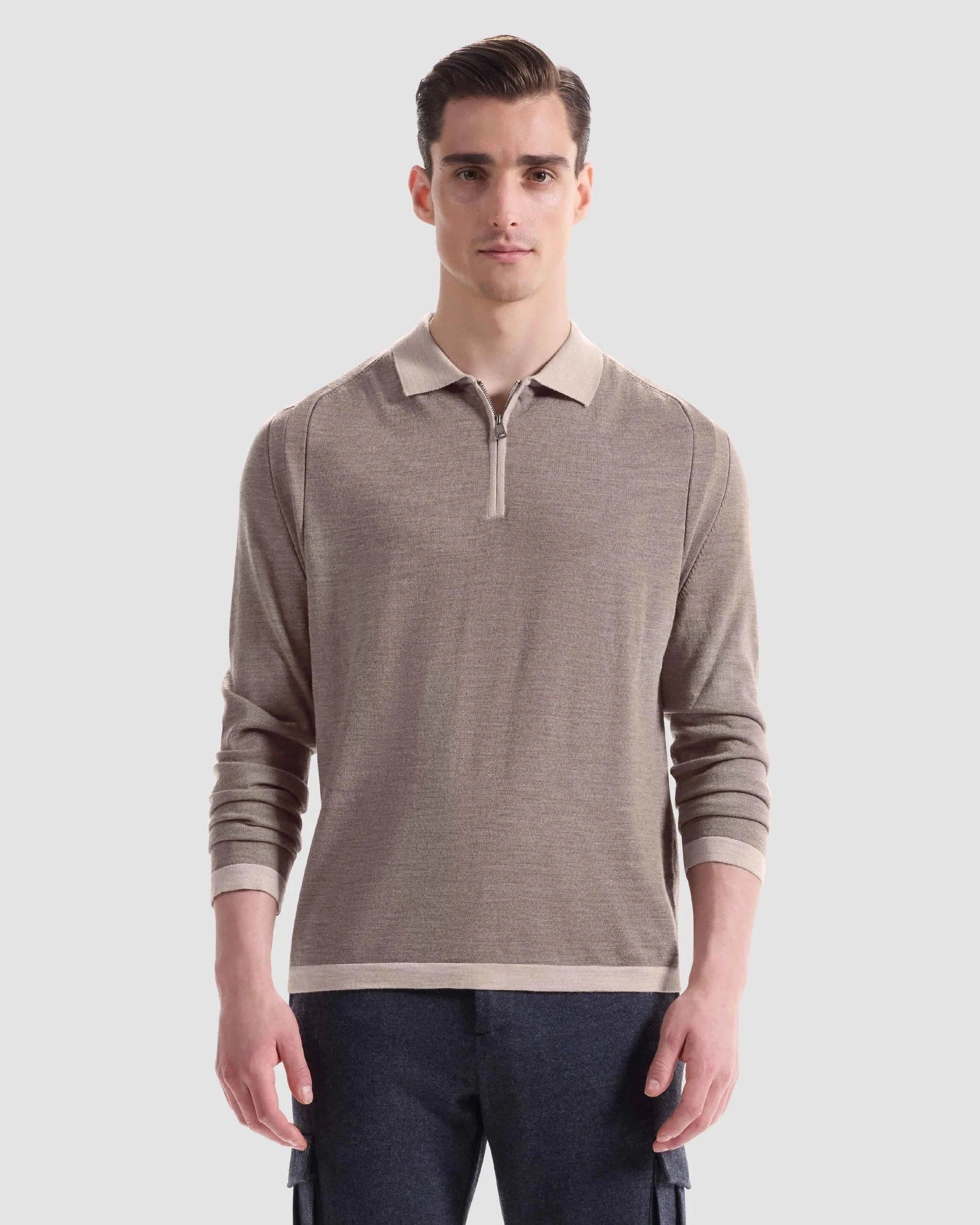 Bugatchi Sweaters Melange Quarter Zip Polo Sweater