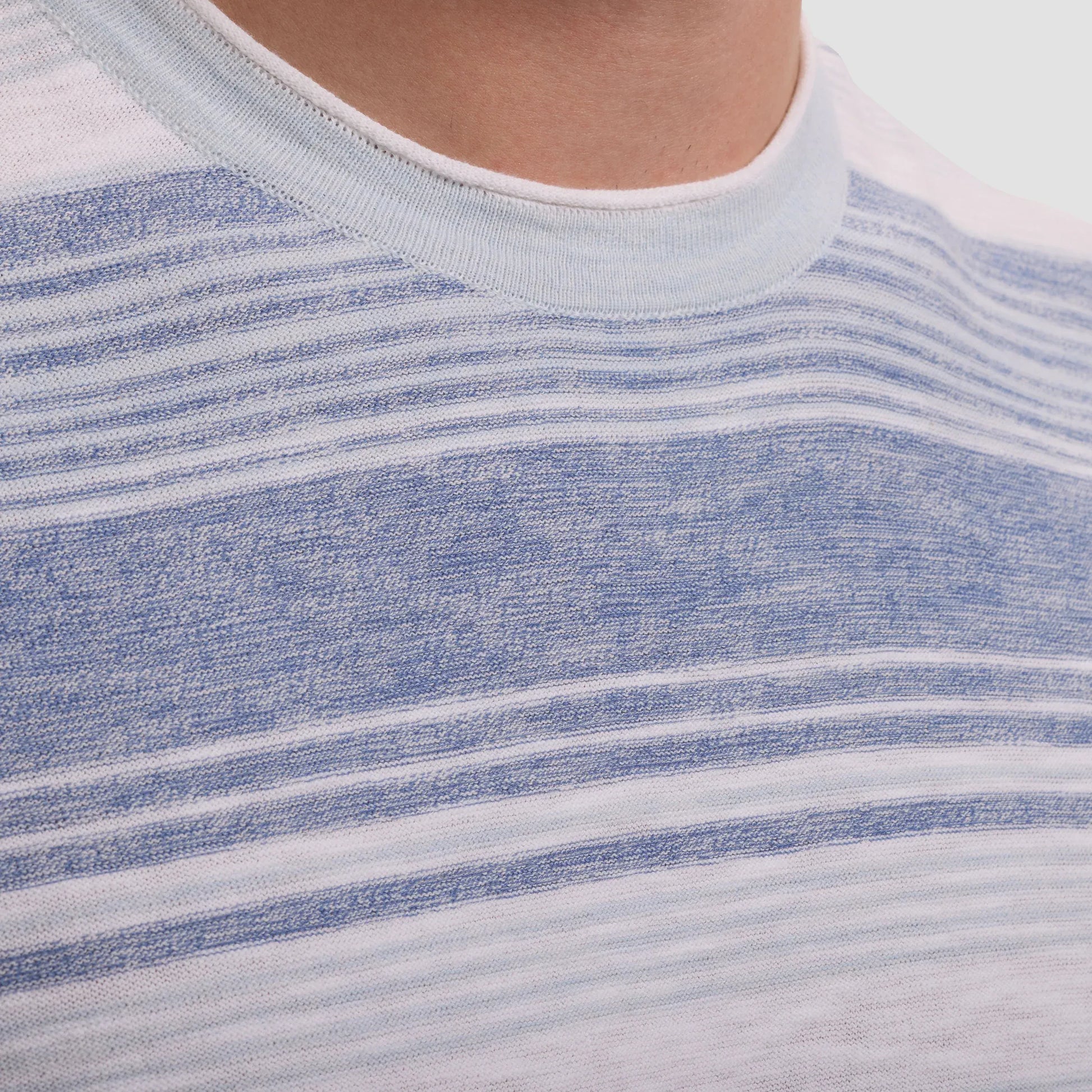 Bugatchi Sweaters Stripe Crewneck Sweater in Cobalt