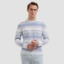 Bugatchi Sweaters Stripe Crewneck Sweater in Cobalt