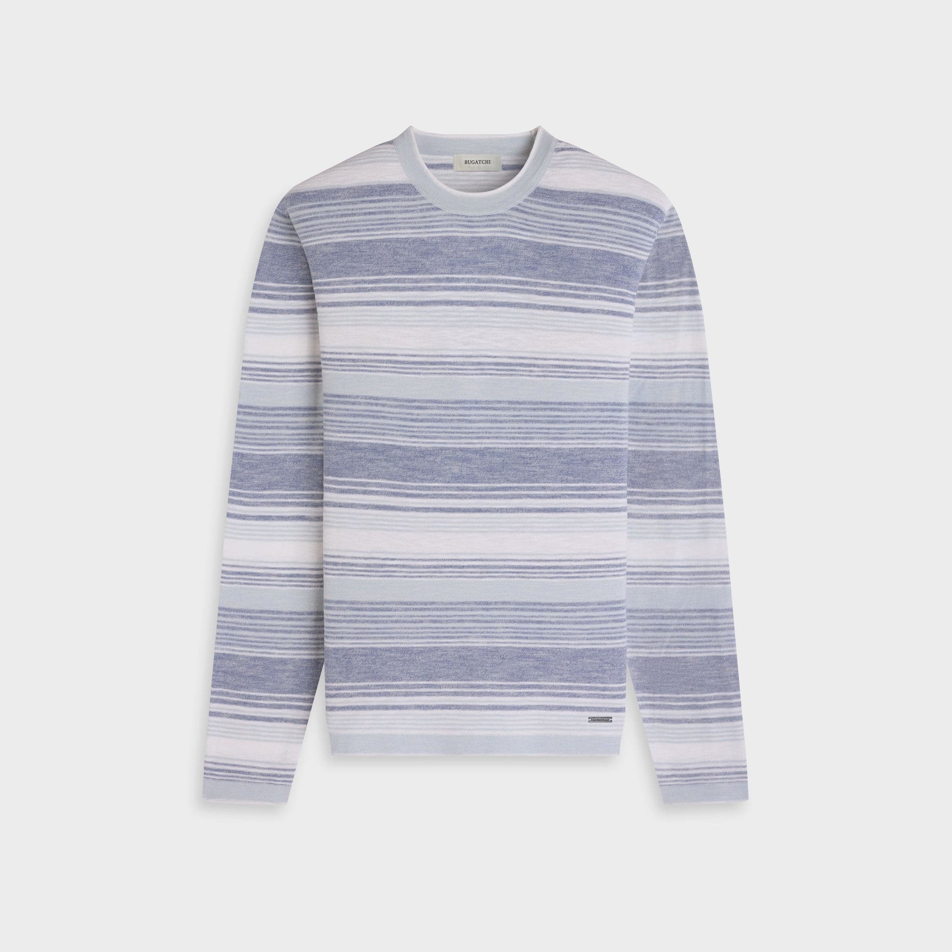 Bugatchi Sweaters Stripe Crewneck Sweater in Cobalt