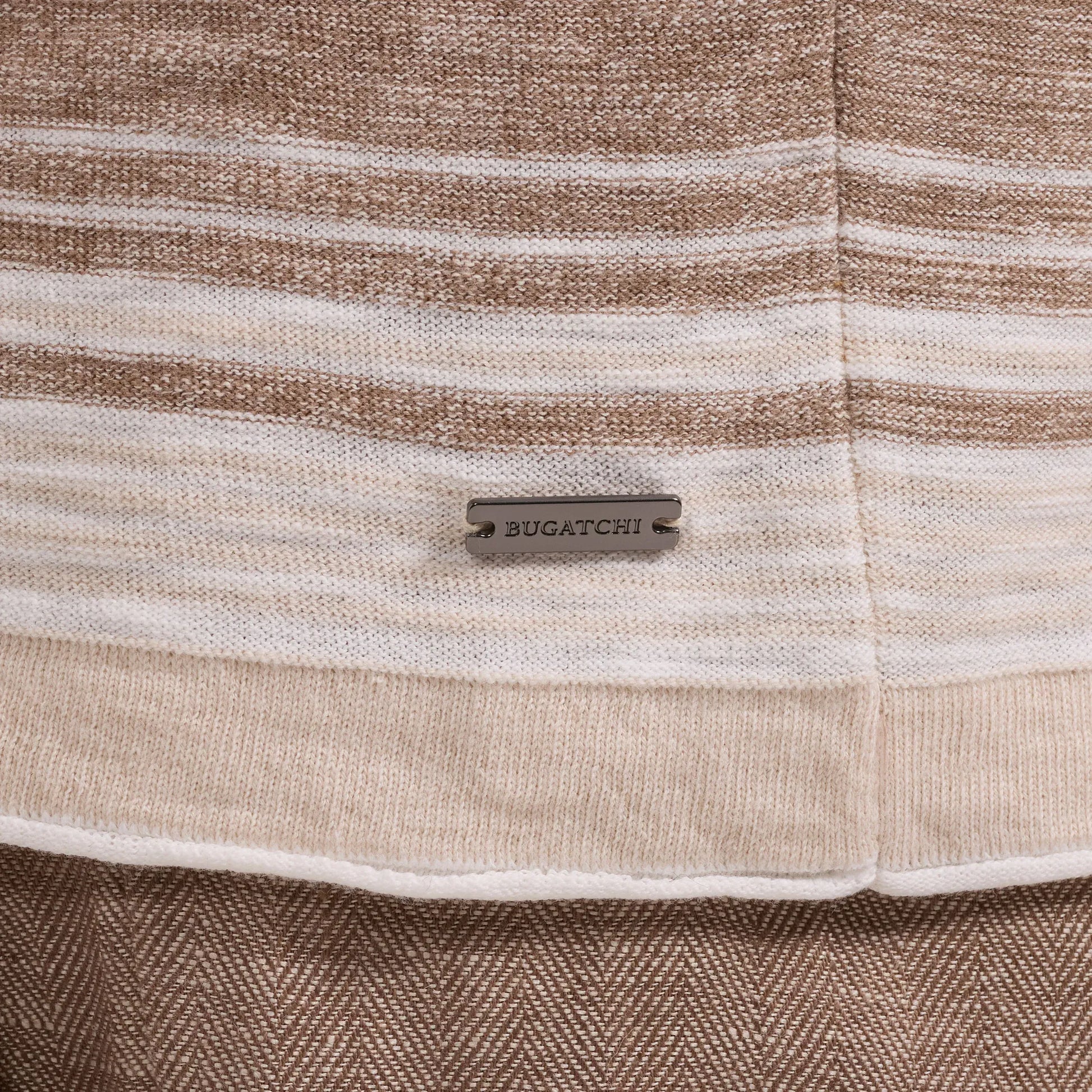 Bugatchi Sweaters Stripe Crewneck Sweater in Tobacco