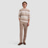 Bugatchi Sweaters Stripe Crewneck Sweater in Tobacco
