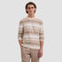 Bugatchi Sweaters Stripe Crewneck Sweater in Tobacco
