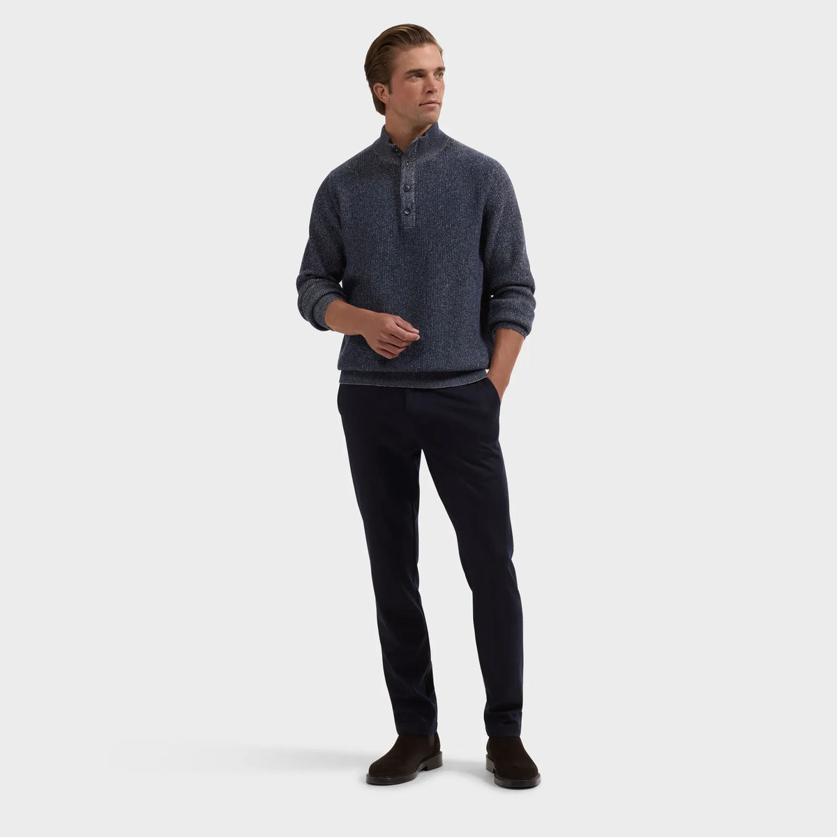 Bugatchi Sweaters Two-Tone Rib Mock Neck Sweater