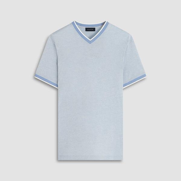 Bugatchi T-Shirt Performance High V-Neck T-Shirt - Air Blue