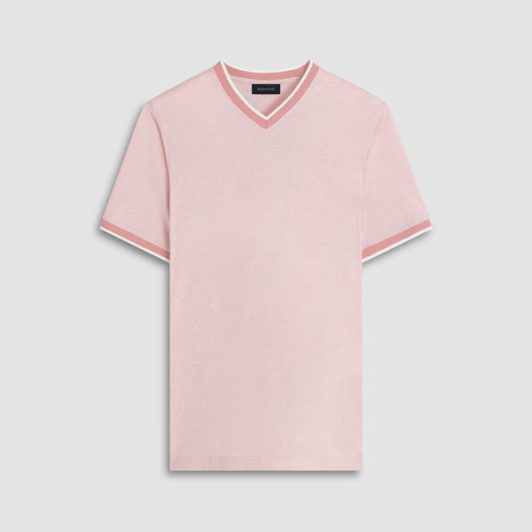 Bugatchi T-Shirts Performance High V-Neck T-Shirt - Dusty Pink