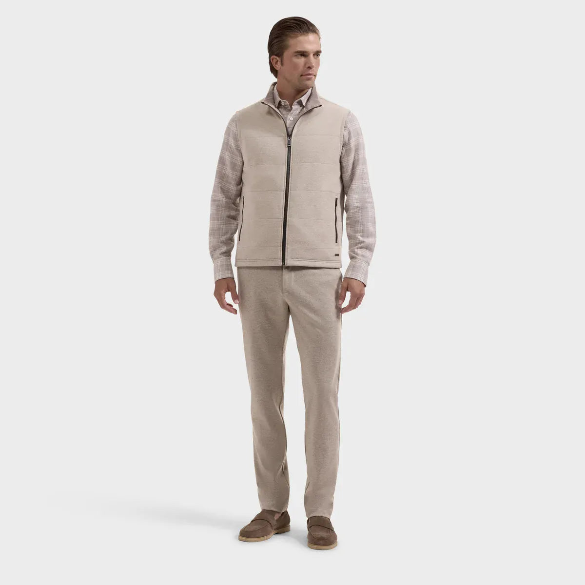 Bugatchi Vest Reversible Micro Stripe Zip Knit Vest