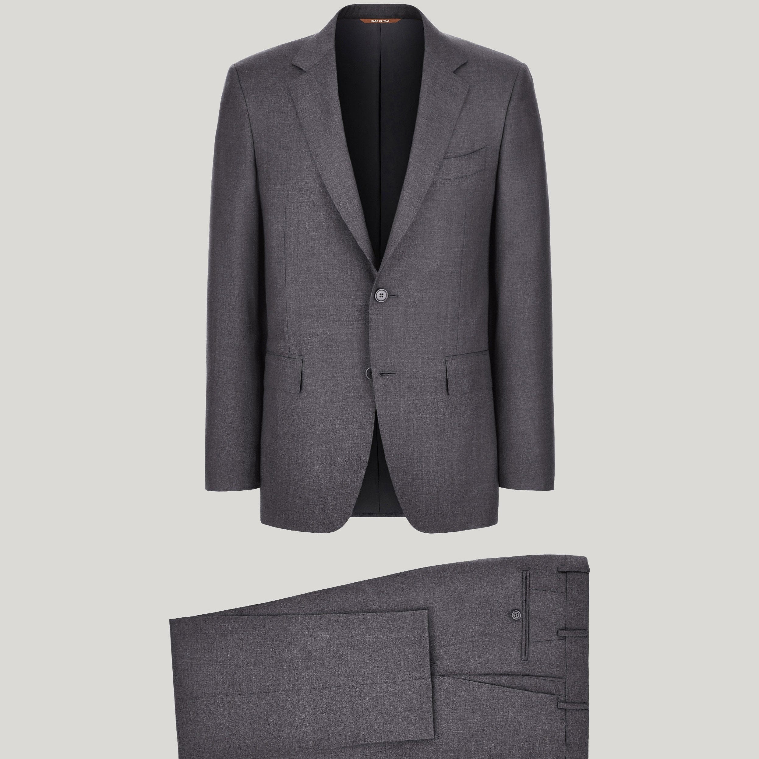 Canali Suits Sky Grey / 48 / Regular Charcoal Grey Pure Wool Suit