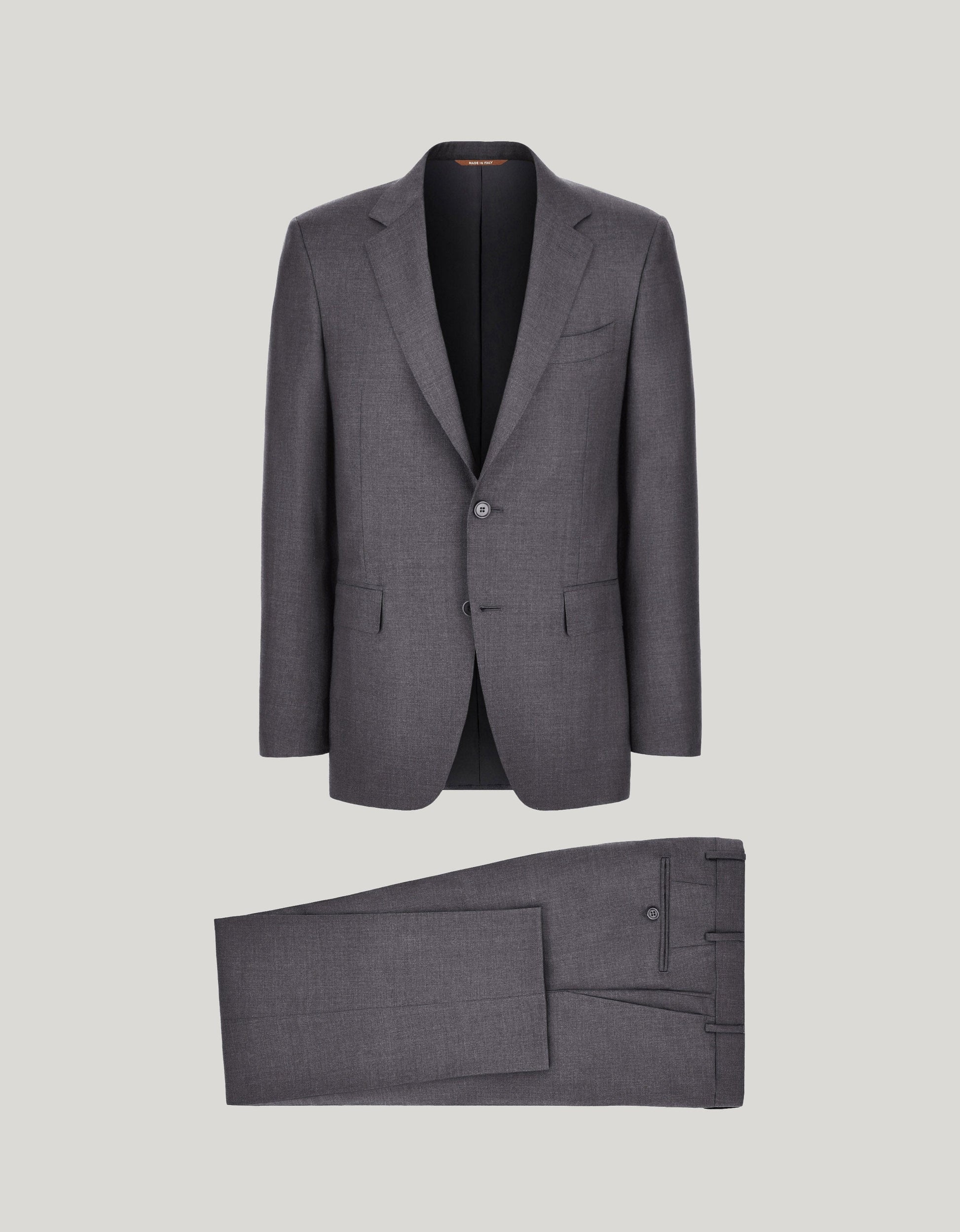 Canali Suits Sky Grey / 48 / Regular Charcoal Grey Pure Wool Suit