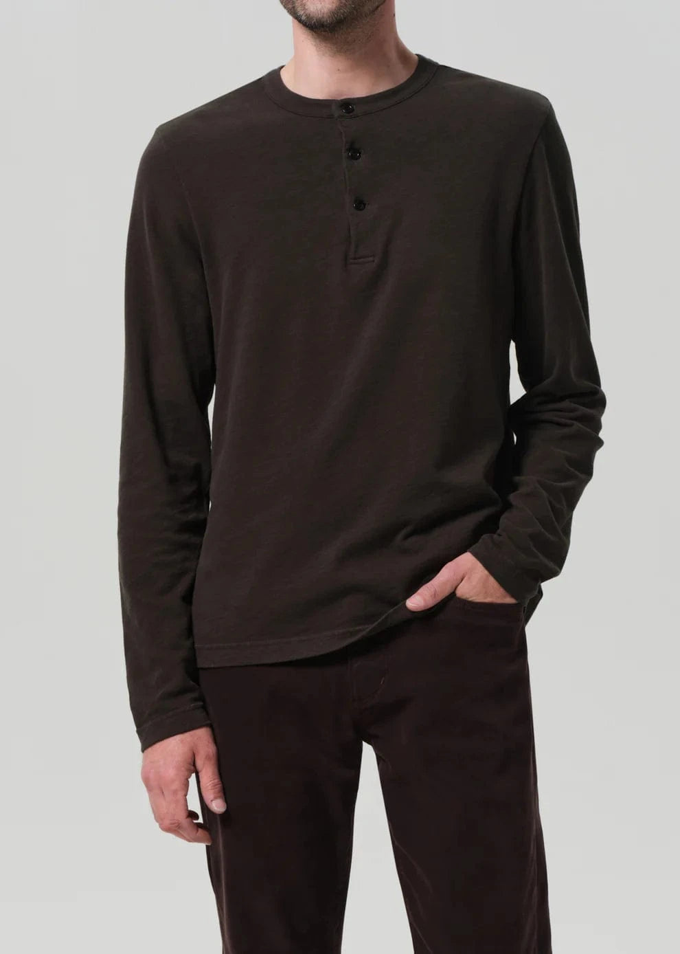 Citizens Of Humanity T-Shirts FORREST (DK GREEN) / M Three Button Henley