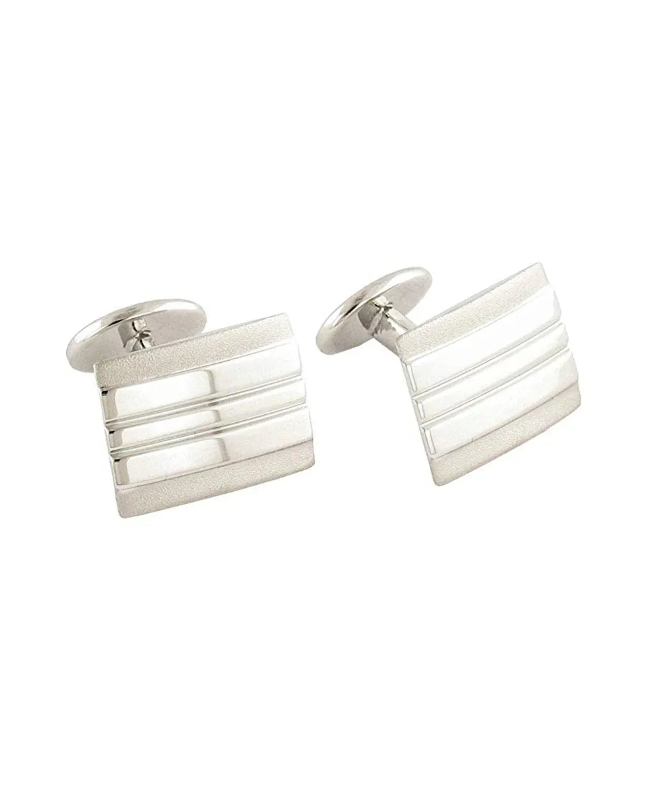 David Donahue Cufflinks SILVER / OS Sterling Silver Lined Rectangle Cufflinks