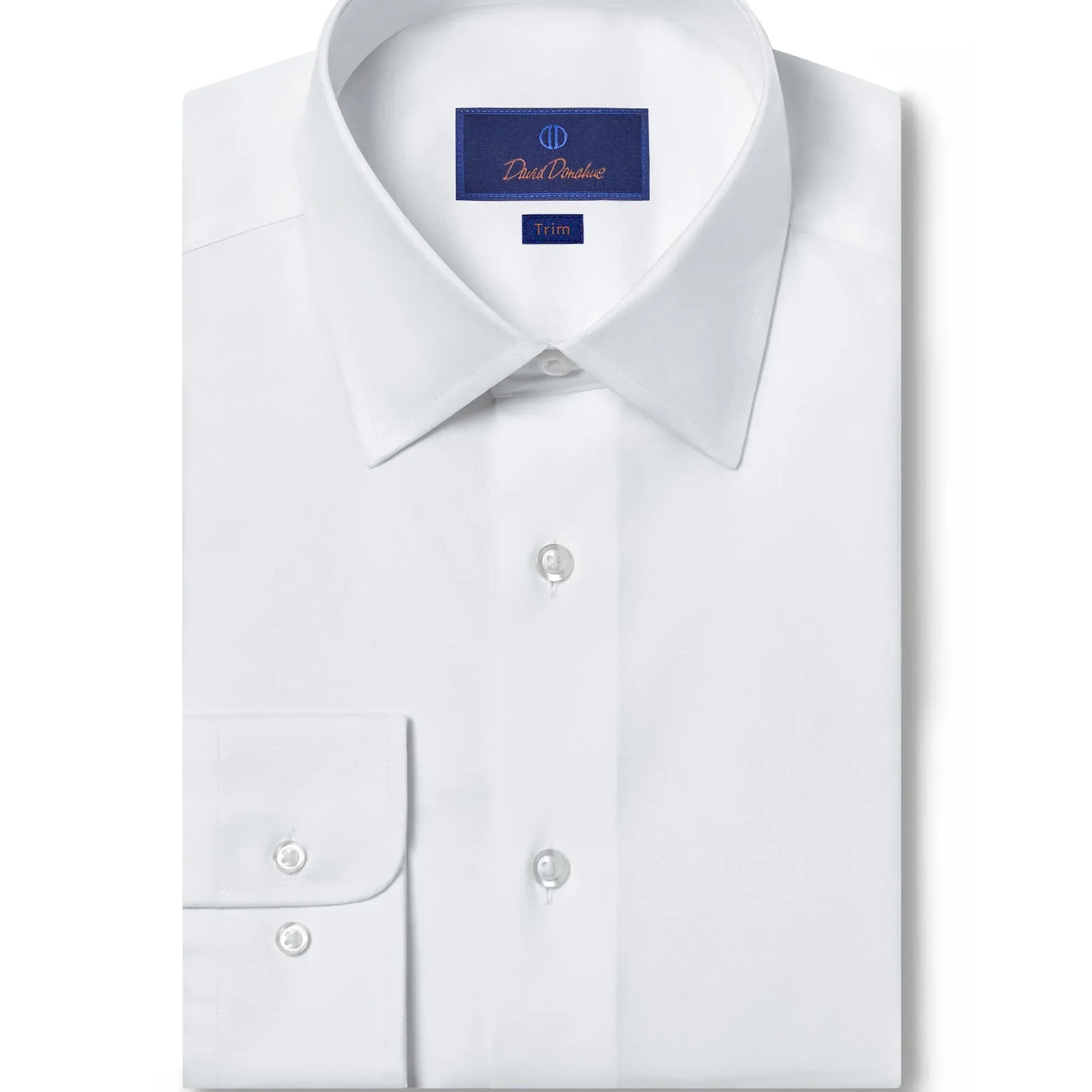 David Donahue Dress Shirts Trim Super Fine Twill Dress Shirt