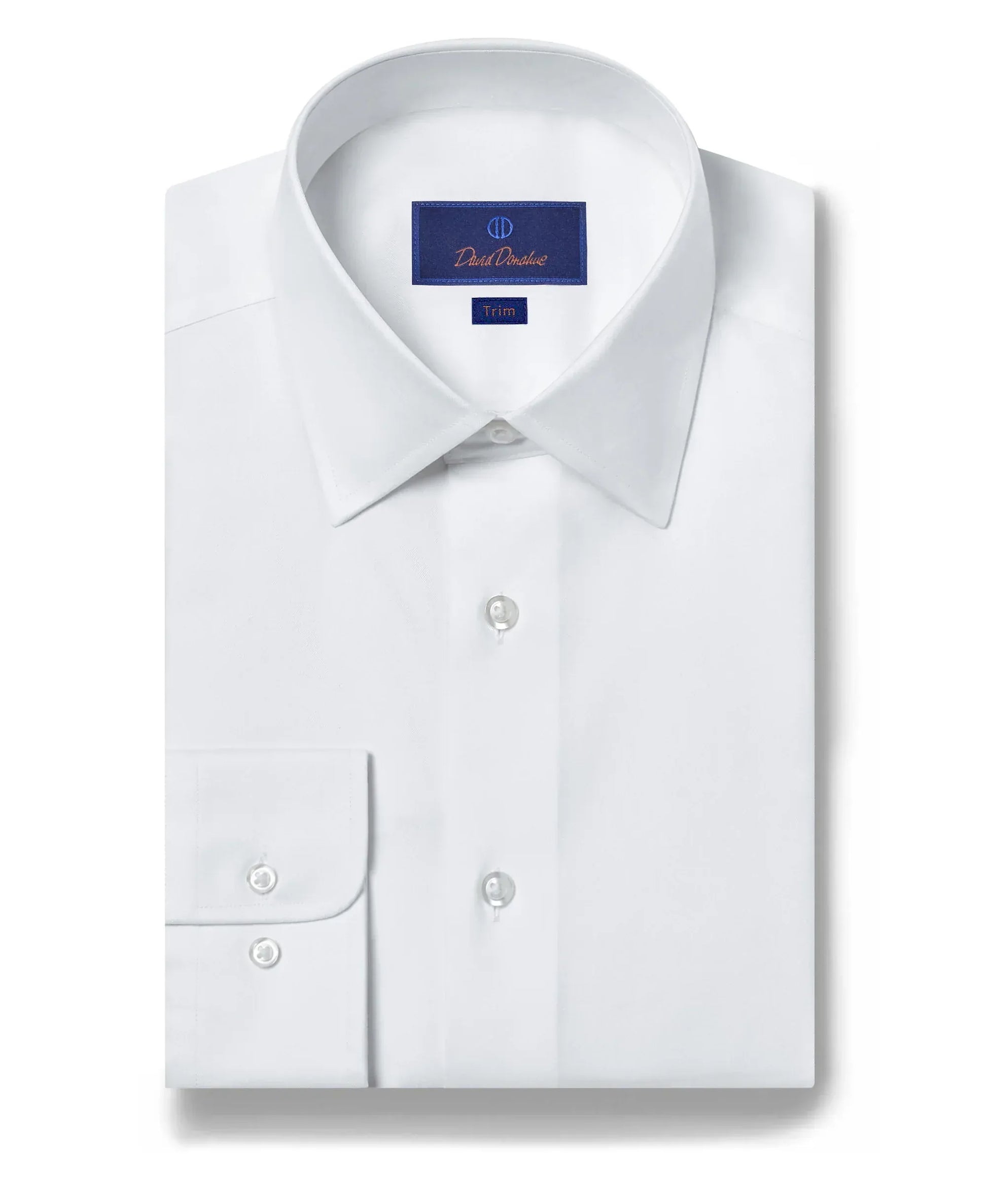 David Donahue Dress Shirts Trim Super Fine Twill Dress Shirt