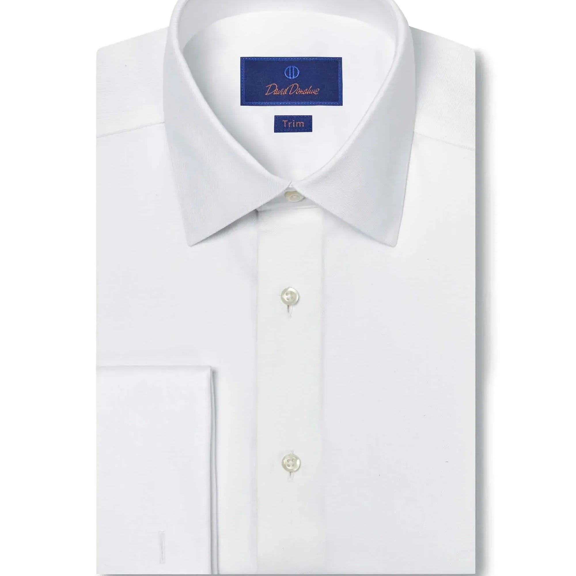 David Donahue Dress Shirts Trim White Performance Twill Formal Shirt