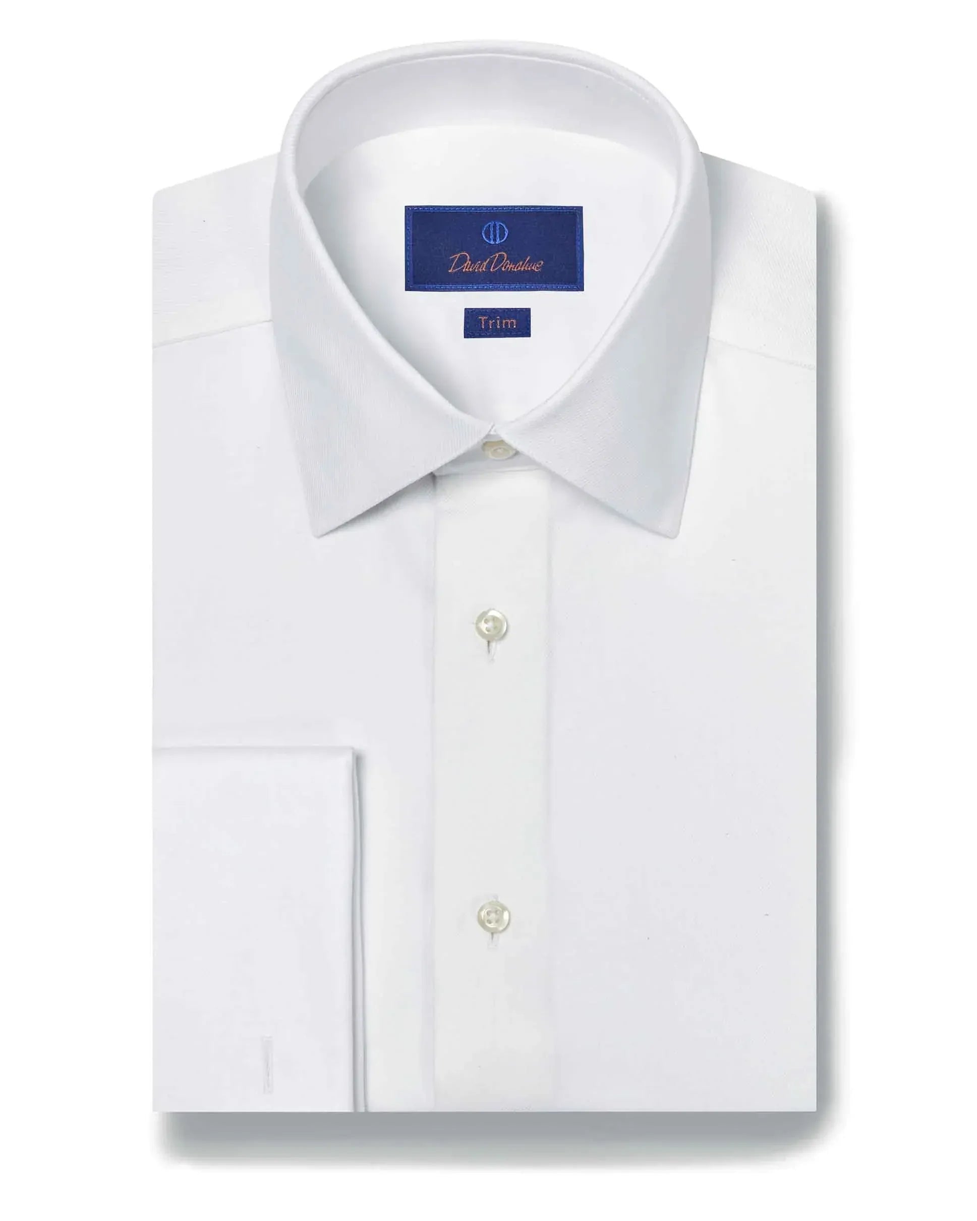 David Donahue Dress Shirts Trim White Performance Twill Formal Shirt