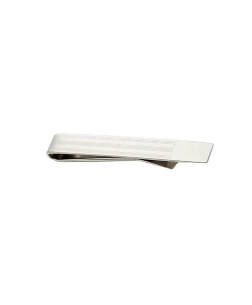 David Donahue Formal Accessories Multi Stripe Solid Tipped Silver Tie Bar