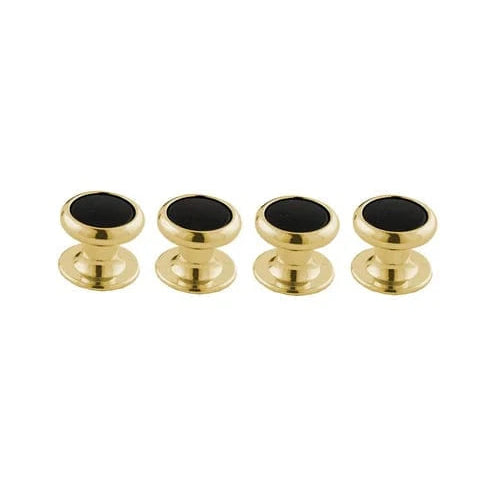 David Donahue Formal Accessories Onyx & Brass Shirt Studs - Gold
