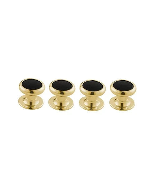 David Donahue Formal Accessories Onyx & Brass Shirt Studs - Gold