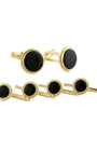 David Donahue Formal Accessories Onyx & Gold plated Sterling Stud Set