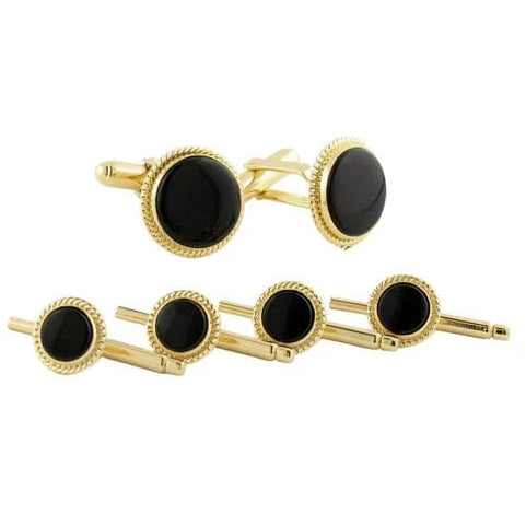 David Donahue Formal Accessories Onyx & Gold plated Sterling Stud Set
