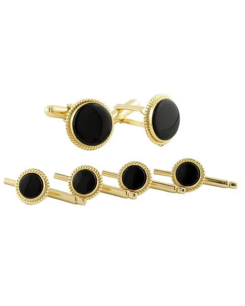 David Donahue Formal Accessories Onyx & Gold plated Sterling Stud Set