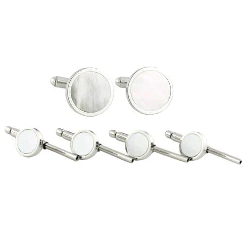 David Donahue Formal Accessories Sterling Silver Mother of Pearl Stud Set