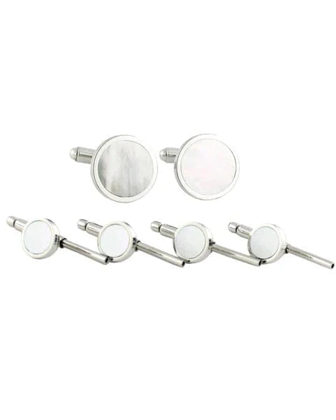 David Donahue Formal Accessories Sterling Silver Mother of Pearl Stud Set