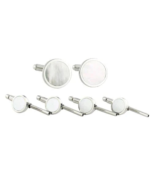 David Donahue Formal Accessories Sterling Silver Mother of Pearl Stud Set
