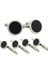 David Donahue Formal Accessories Sterling Silver & Onyx Stud Set
