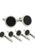 David Donahue Formal Accessories Sterling Silver & Onyx Stud Set
