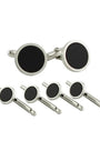 David Donahue Formal Accessories Sterling Silver & Onyx Stud Set
