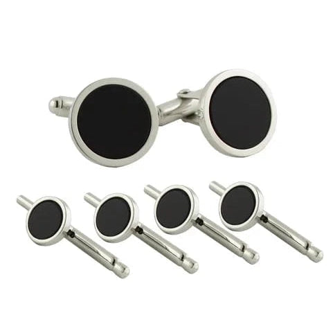David Donahue Formal Accessories Sterling Silver & Onyx Stud Set