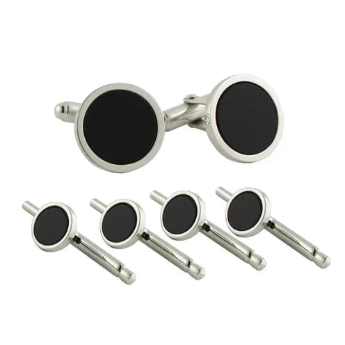 David Donahue Formal Accessories Sterling Silver & Onyx Stud Set