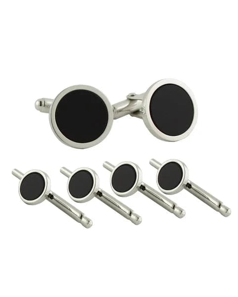 David Donahue Formal Accessories Sterling Silver & Onyx Stud Set