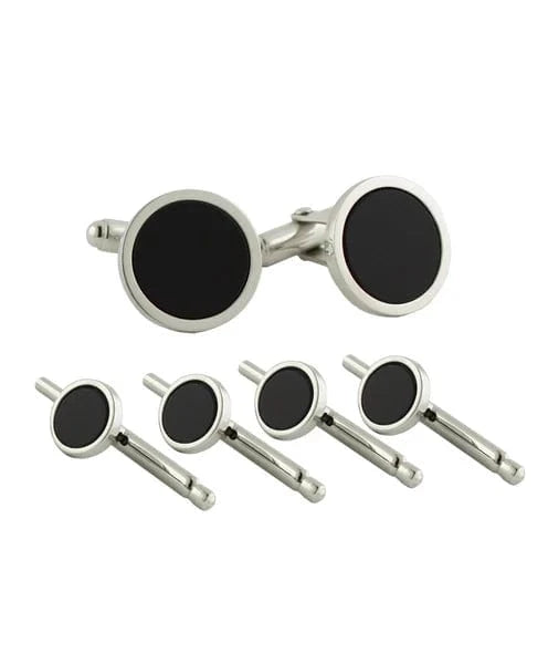 David Donahue Formal Accessories Sterling Silver & Onyx Stud Set