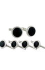 David Donahue Formal Accessories Sterling Silver & Onyx Stud Set - Silver