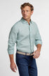 David Donahue Sport Shirts Green Linen Check Sport Shirt
