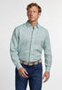 David Donahue Sport Shirts Green Linen Check Sport Shirt