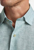 David Donahue Sport Shirts Green Linen Check Sport Shirt