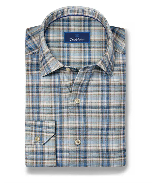 David Donahue Sport Shirts Plaid Knit Sport Shirt