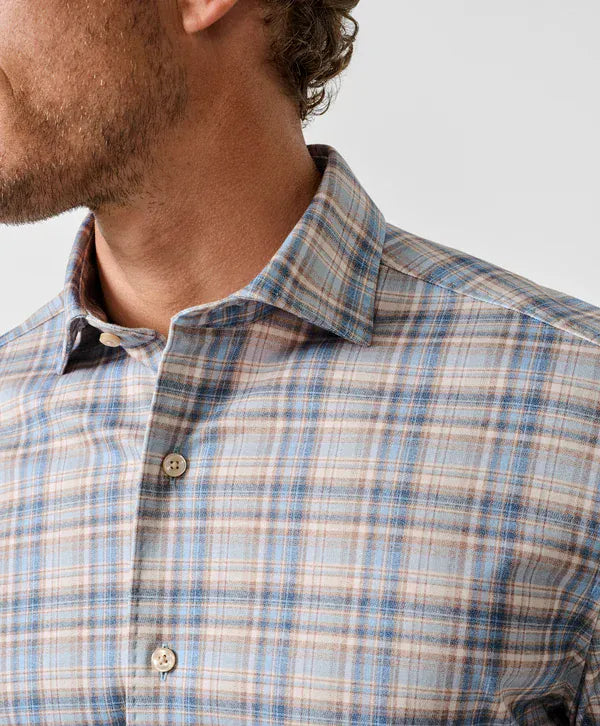 David Donahue Sport Shirts Plaid Knit Sport Shirt