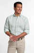 David Donahue Sport Shirts Sage Linen Stripe Sport Shirt