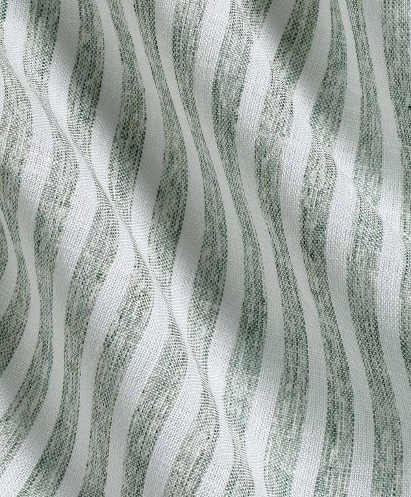 David Donahue Sport Shirts Sage Linen Stripe Sport Shirt